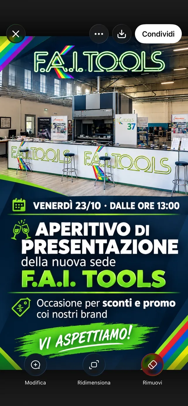 Venerdì 23/10/26 Presentazione nuova sede FAITOOLS